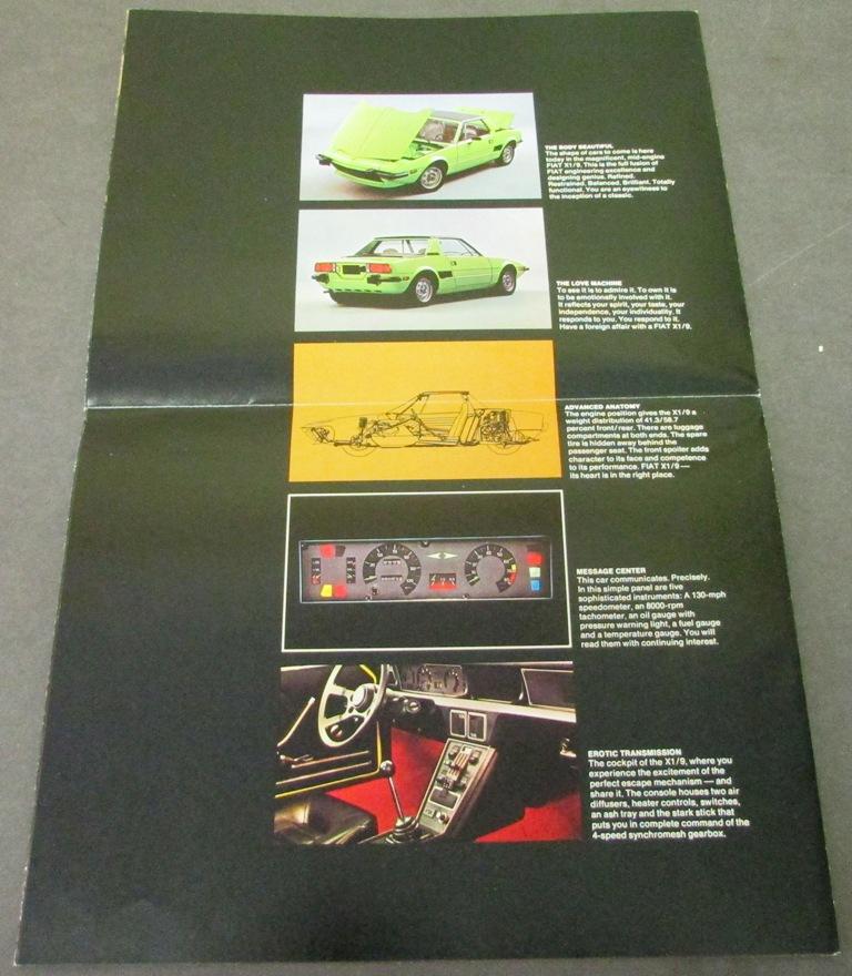 1975 Fiat X1/9 Dealer Sales Brochure Folder Sports Car Large Poster Rare