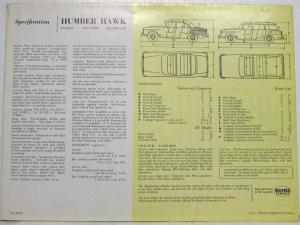 1958 Humber Hawk A Fine Car Still Further Improved Sales Folder - UK