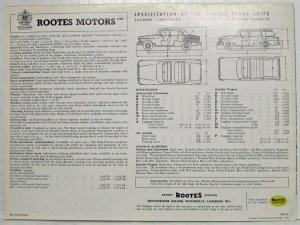 1962 Humber Super Snipe Sales Folder - Export - Right-Hand Drive