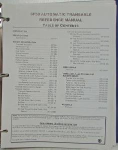 2007 Ford 6F50 Transaxle Reference Manual - Edge - Lincoln MKX