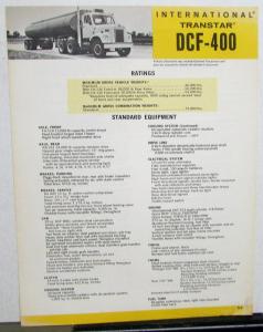 1970-1971 International IH Transtar DCF-400 Truck Sales Brochure Data Specs