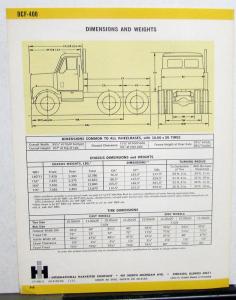 1970-1971 International IH Transtar DCF-400 Truck Sales Brochure Data Specs