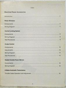 1982 Volkswagen Quantum Electrical Power Accessories - VW Intro Service Training