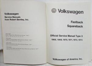 1968-1973 Volkswagen VW Fastback and Squareback Type 3 Service Shop Manual