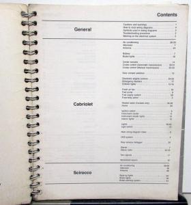 1989 Volkswagen VW Electrical Wiring Diagrams - Cabriolet Scirocco Vanagon