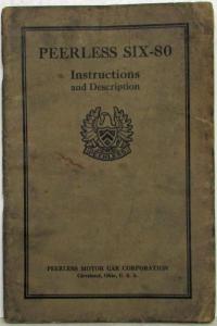 1928 Peerless Six-80 Owners Manual Care and Operation