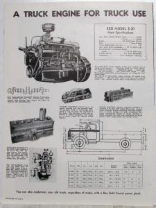 1950 REO E-20 Truck with Gold Comet Engine Sales Brochure