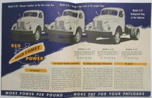 1950-1951 REO Gold Comet Engine Power Sales Folder Poster E-20 E-21 E-22