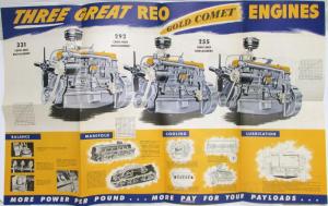 1950-1951 REO Gold Comet Engine Power Sales Folder Poster E-20 E-21 E-22