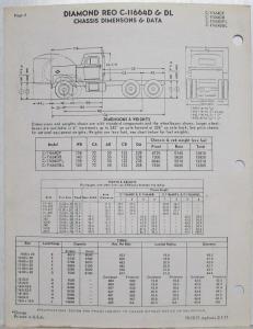 1970 Diamond REO CF-8364D/DL Diesel Conventional Truck Specifications Brochure