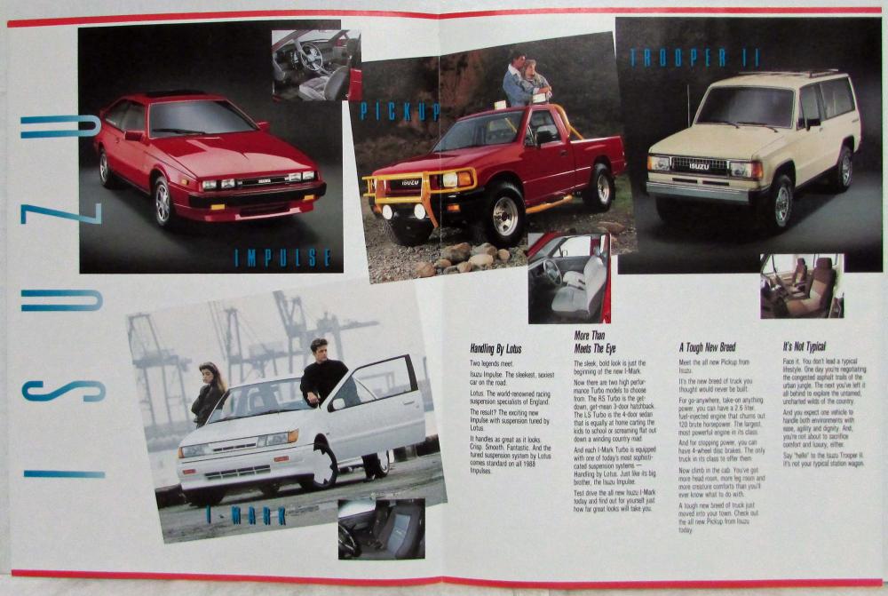 1988 Isuzu Full Line Sales Folder Brochure - Pickup Trooper II