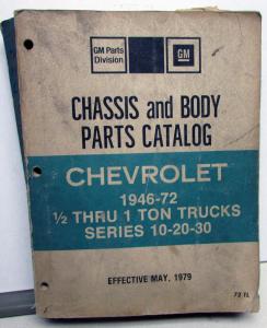 1946-1972 Chevrolet Truck Parts Book Series 10 20 30 1/2 Thru 1 Ton Models Orig