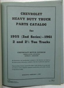 1955-1961 Chevrolet Heavy Duty Trucks Parts Book Catalog