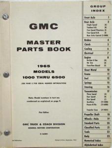 1965 GMC Trucks Models 1000 thru 6500 Parts Book