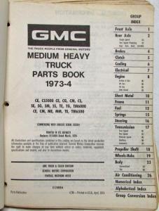 1973-1974 GMC Series 5000 6000 6500 Trucks Parts Book Catalog