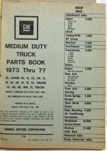 1973-1977 GMC Chevy Medium Duty Series 5000 6000 6500 Trucks Parts Book Catalog