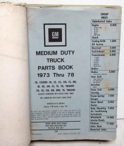 1973-1978 GMC Chevy Medium Duty Series 5000 6000 6500 Trucks Parts Book Catalog