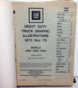 1973-1978 GMC Chevy Heavy Duty Truck Parts Illustration Book 7000 8000 9500