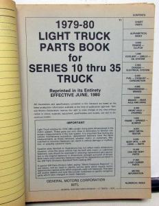 1979-1980 Chevrolet GMC Light Duty Truck 10 thru 35 Parts Book Catalog