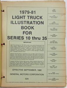 1979-1981 GMC Chevy Truck 10 thru 35 Light Duty Illustration Parts Book Catalog