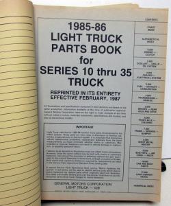 1985-1986 GMC Chevrolet Lt Duty 10-35 Trucks Parts and Illustration Book C K G P