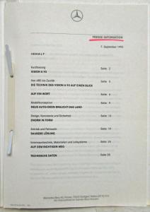1993 Mercedes-Benz Vision A 93 Media Information Press Kit - German Text