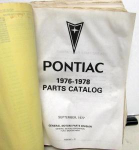 1976-1978 Pontiac Chassis Body Parts Book Catalog Firebird LeMans Text Only