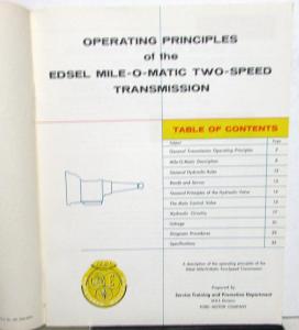 1959 Ford Edsel Dealer Mile-O-Matic Transmission Service Training Manual