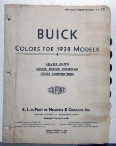 1938 Buick Paint Chips By DuPont Color Bulletin No 12 REVISED