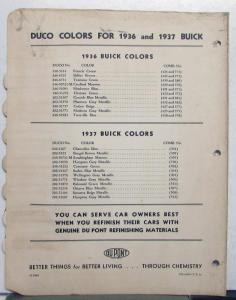 1938 Buick Paint Chips By DuPont Color Bulletin No 12 REVISED