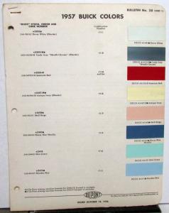 1957 Buick Paint Chips By DuPont Color Bulletin No 28 Original W/Spring Colors