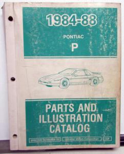 1984-1988 Pontiac Fiero/Fiero SE/Fiero GT Parts and Illustration Catalog