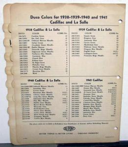 1942 Cadillac Paint Chips By DuPont Color Bulletin No 8 Original