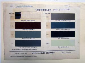 1937 Chevrolet Truck Paint Chips By Ditzler Color Company