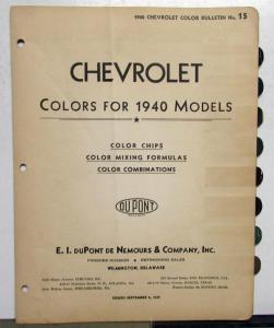 1940 Chevrolet Paint Chips By DuPont Color Bulletin No 15 Original