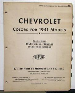 1941 Chevrolet Paint Chips By DuPont Color Bulletin No 16 Original