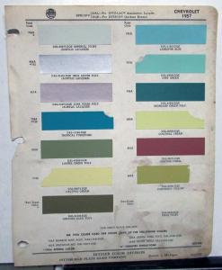 1957 Chevrolet Paint Chips By Ditzler Color Bulletin Original