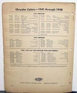 1949 Chrysler Paint Chips DuPont Bulletin No 16 REVISED 3/31/50