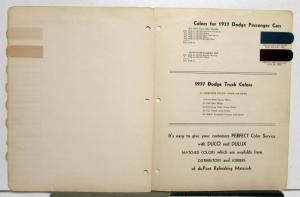 1937 Dodge DuPont Automotive Paint Chip Colors Bulletin No 7 REVISED 5/15/38