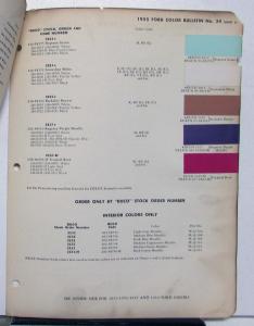 1955 Ford DuPont Automotive Paint Chip Colors Bulletin 24 Original