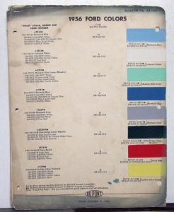 1956 Ford DuPont Automotive Paint Chip Colors Bulletin 25 Original