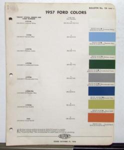 1957 Ford DuPont Automotive Paint Chip Colors Bulletin 26 Original