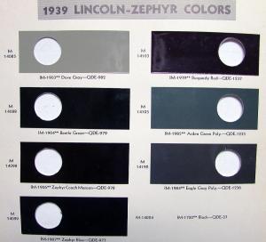 1939 Lincoln Zephyr Ditzler Automotive Paint Chips Leaflet Original