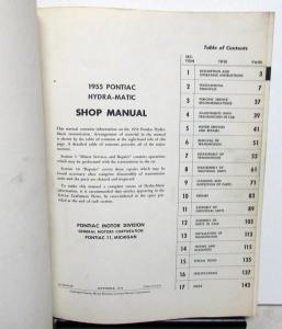 1955 Pontiac Dealer Hydra-Matic Transmission Service Shop Repair Manual Orig