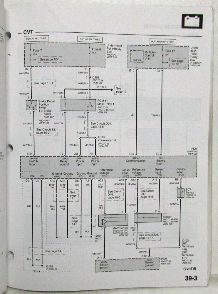 2001 2002 Honda Civic Electrical Troubleshooting Service Manual