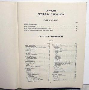 1950-1953 Chevrolet Powerglide Transmission Dealer Service Shop Repair Manual