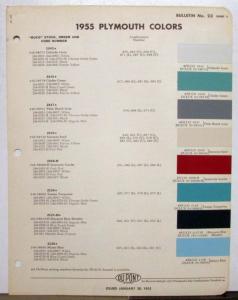 1955 Plymouth DuPont Automotive Paint Chips Bulletin #23 Original