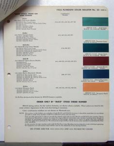 1955 Plymouth DuPont Automotive Paint Chips Bulletin #23 Original