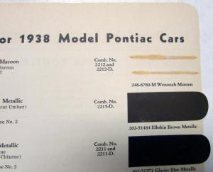 1938 Pontiac DuPont Automotive Paint Chips Bulletin #11 REVISED 4/10/38