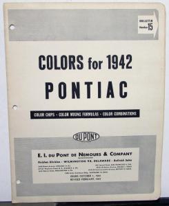 1942 Pontiac DuPont Automotive Paint Chips Bulletin #15 Original